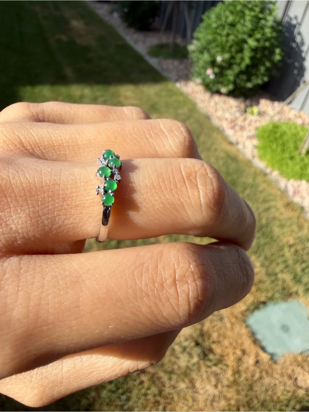 Certified New Natural Type A Burmese Icy Bright Green Jadeite Ring
